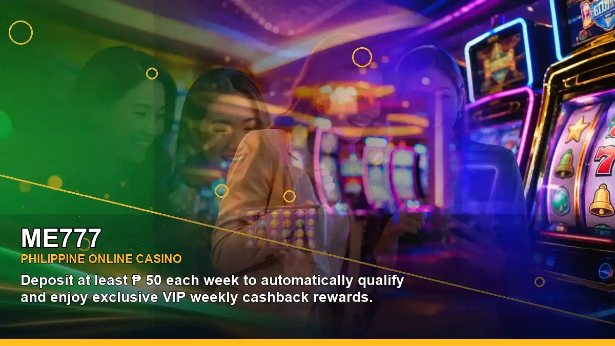 ME777 gold-themed jackpot slots with a polished Philippine casino setting