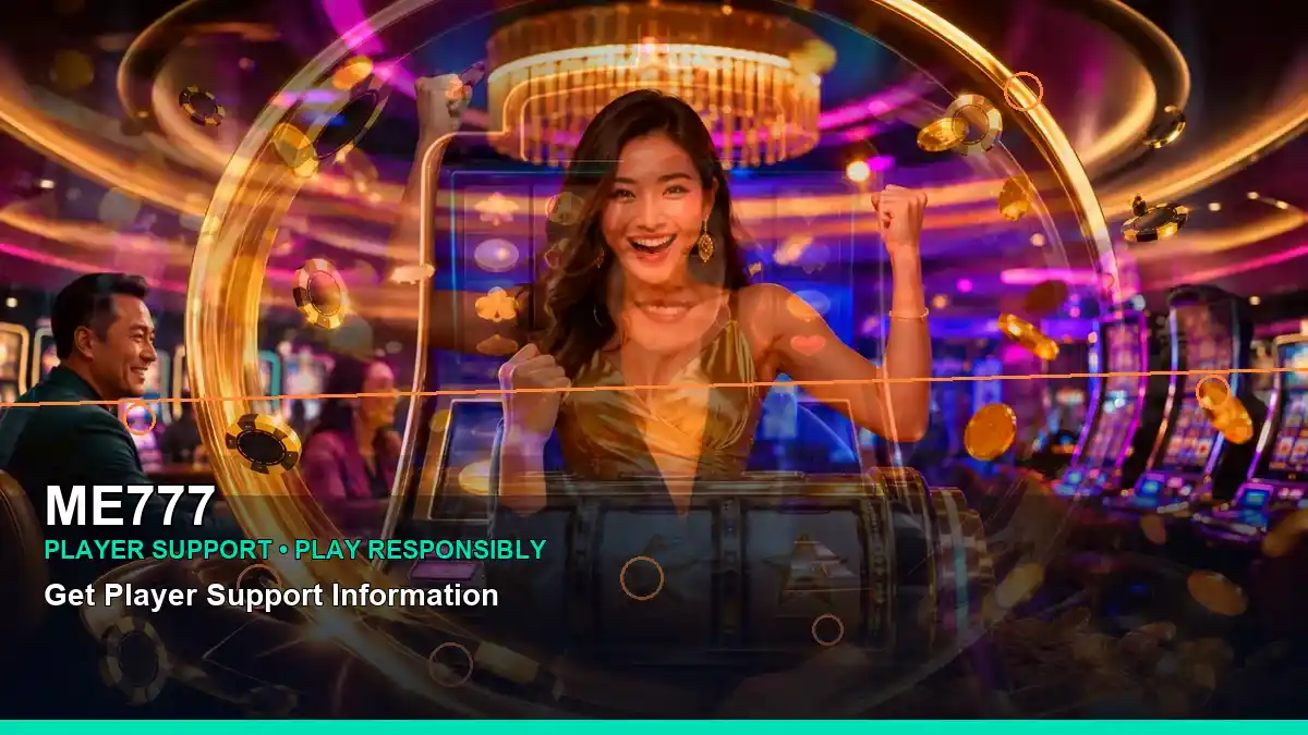 ME777 casino rewards artwork with an adult Philippine casino host in a centred composition